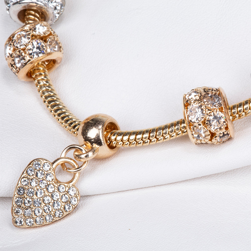 Kullattu TeräsRannekoru Valkoisella Emporia® Kristallilla