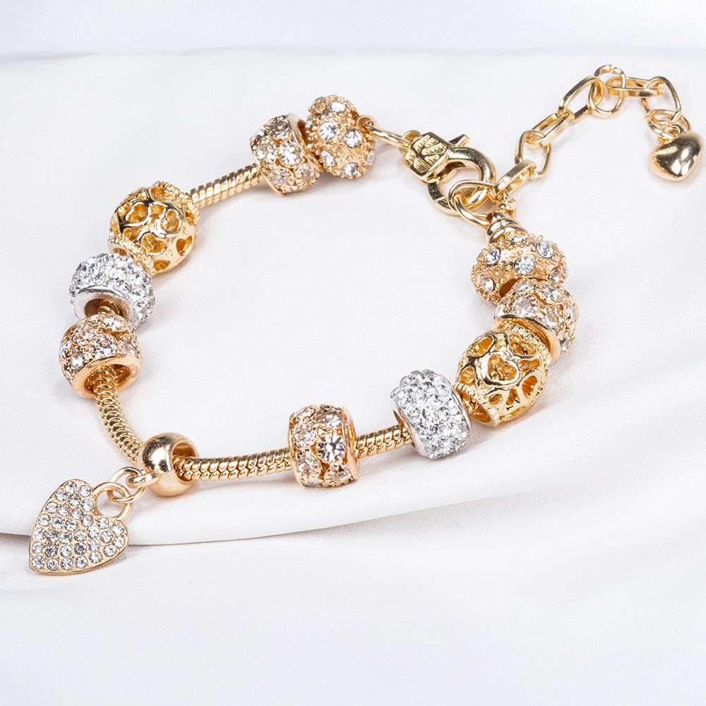 Kullattu TeräsRannekoru Valkoisella Emporia® Kristallilla