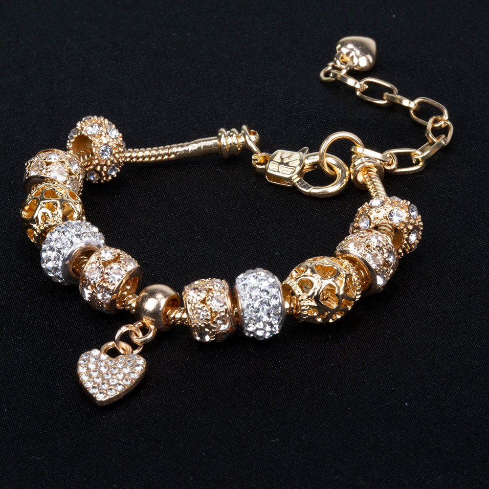 Kullattu TeräsRannekoru Valkoisella Emporia® Kristallilla 10 