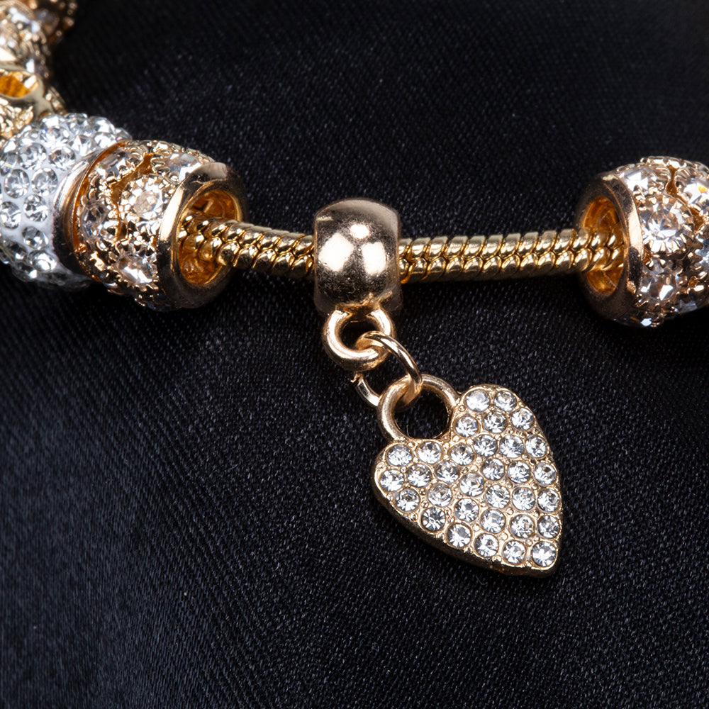 Kullattu TeräsRannekoru Valkoisella Emporia® Kristallilla