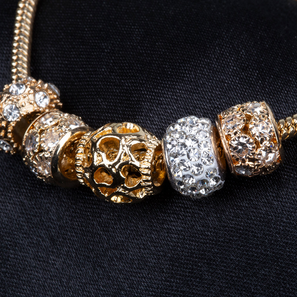 Kullattu TeräsRannekoru Valkoisella Emporia® Kristallilla