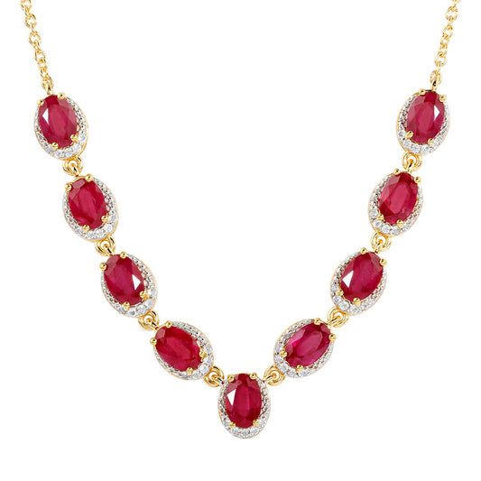 Kullattu hopeaKaulakoru Thairubiinilla ja Valkoisella Topaasilla