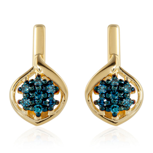 Kullatut hopeat Korvakorut Sinisellä Timantilla