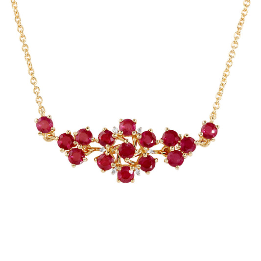 Kullattu hopeaKaulakoru Thairubiinilla ja Valkoisella Topaasilla