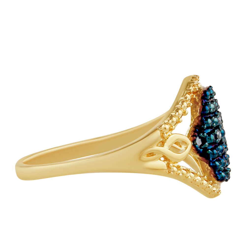 Kullattu hopeaSormus Sinisellä Timantilla 2 