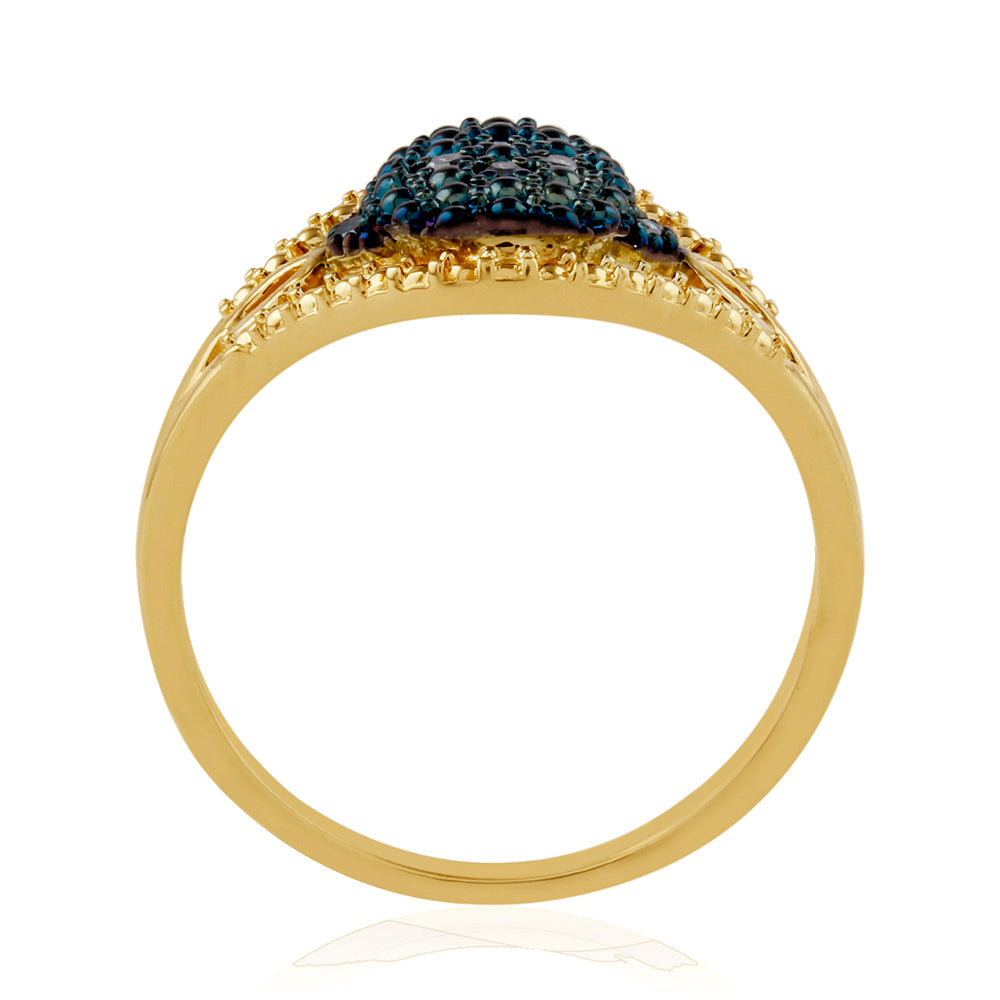 Kullattu hopeaSormus Sinisellä Timantilla