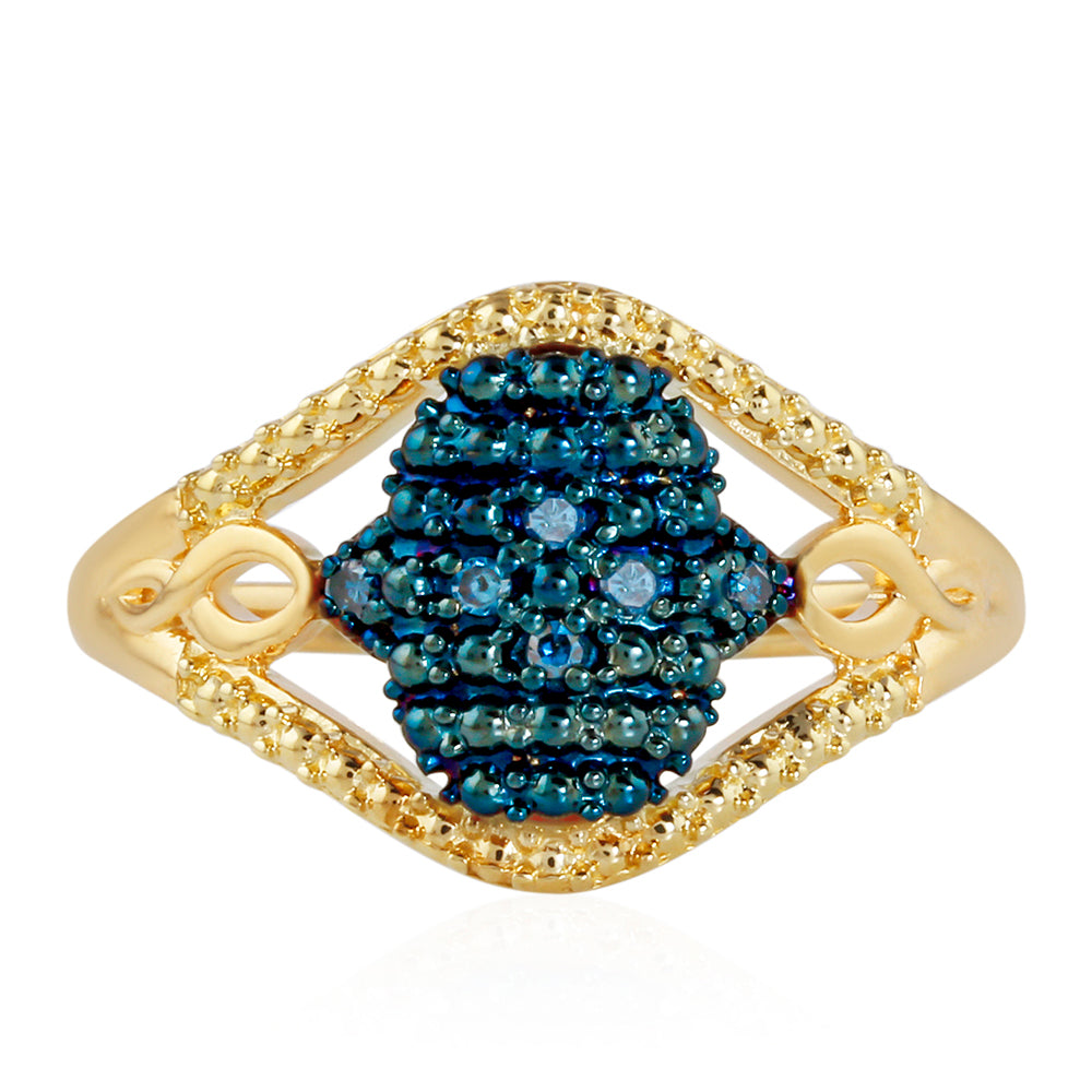 Kullattu hopeaSormus Sinisellä Timantilla