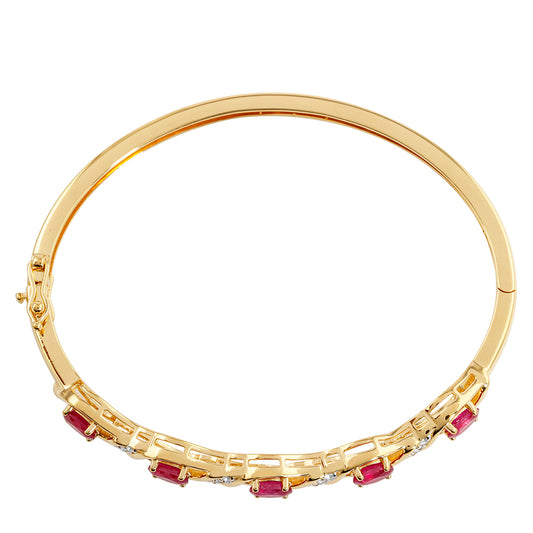 Kullattu hopeaRannerenkaalla Thairubiinilla ja Valkoisella Topaasilla