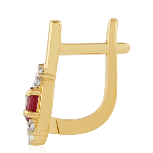 Kullatut hopeat Korvakorut Thairubiinilla ja Valkoisella Topaasilla