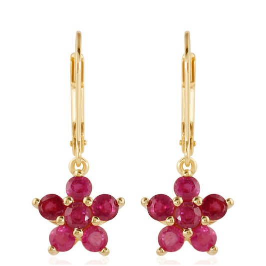 Kullatut hopeat Korvakorut Thairubiinilla