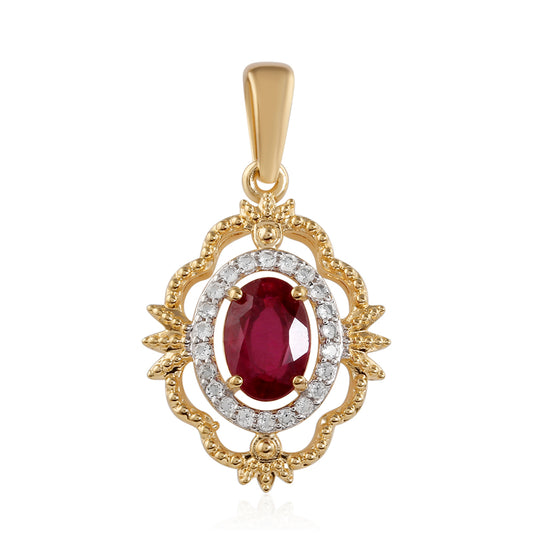 Kullattu hopeaRiipus Thairubiinilla ja Valkoisella Topaasilla