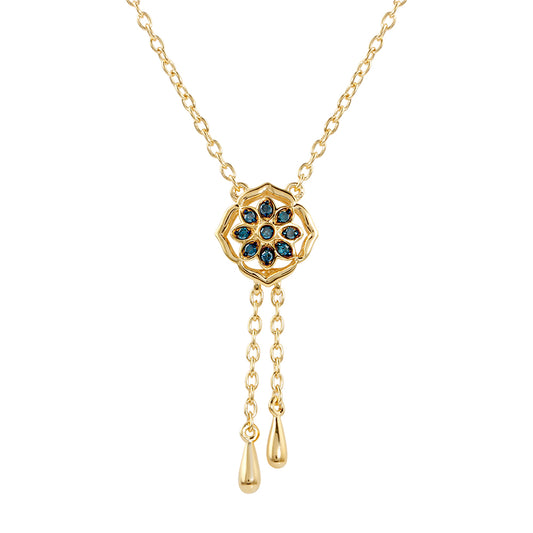 Kullattu hopeaKaulakoru Sinisellä Timantilla