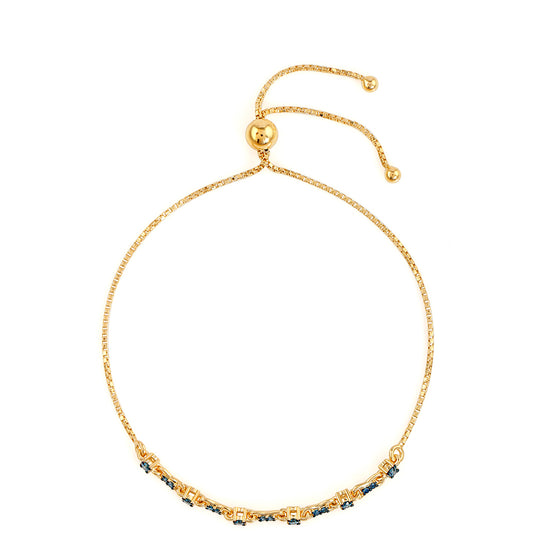 Kullattu hopeaRannekoru Sinisellä Timantilla