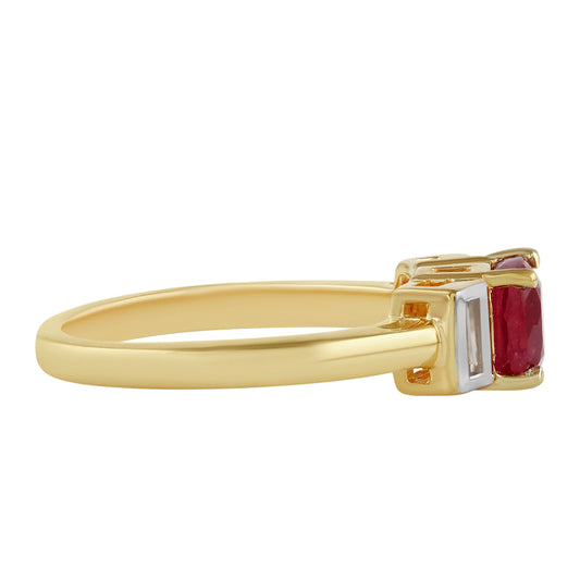 Kullattu hopeaSormus Thairubiinilla ja Valkoisella Topaasilla