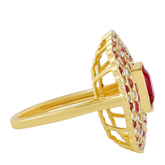 Kullattu hopeaSormus Thairubiinilla ja Valkoisella Topaasilla