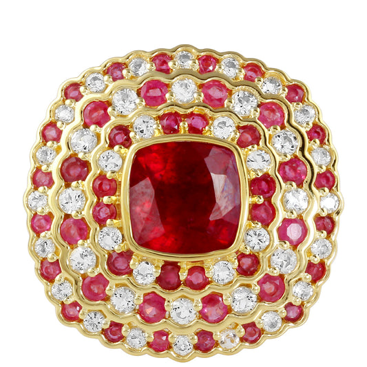 Kullattu hopeaSormus Thairubiinilla ja Valkoisella Topaasilla