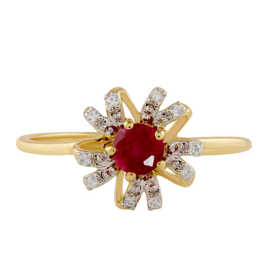 Kullattu hopeaSormus Thairubiinilla ja Valkoisella Topaasilla