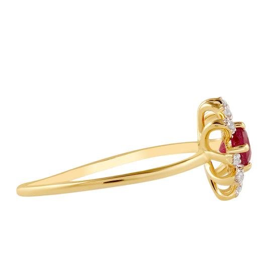 Kullattu hopeaSormus Thairubiinilla ja Valkoisella Topaasilla