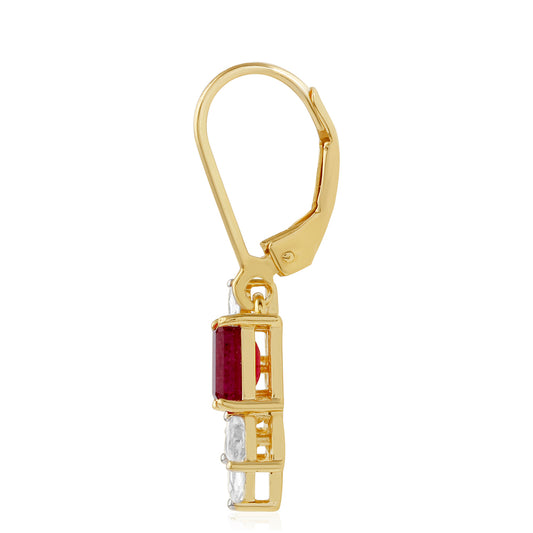 Kullatut hopeat Korvakorut Thairubiinilla ja Valkoisella Topaasilla