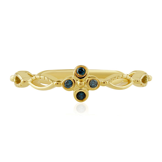 Kullattu hopeaSormus Sinisellä Timantilla