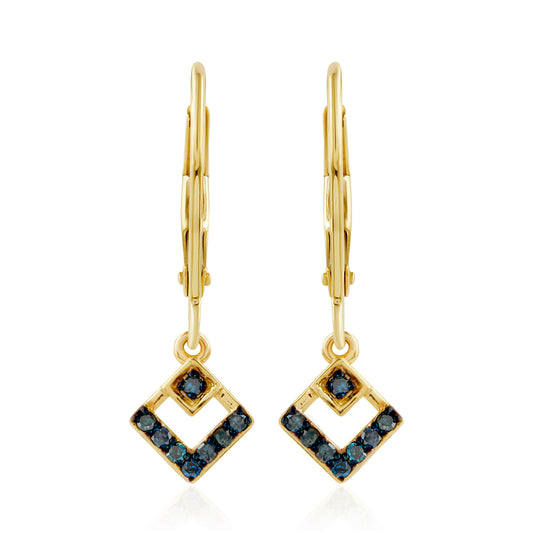 Kullatut hopeat Korvakorut Sinisellä Timantilla