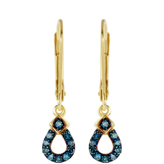 Kullatut hopeat Korvakorut Sinisellä Timantilla