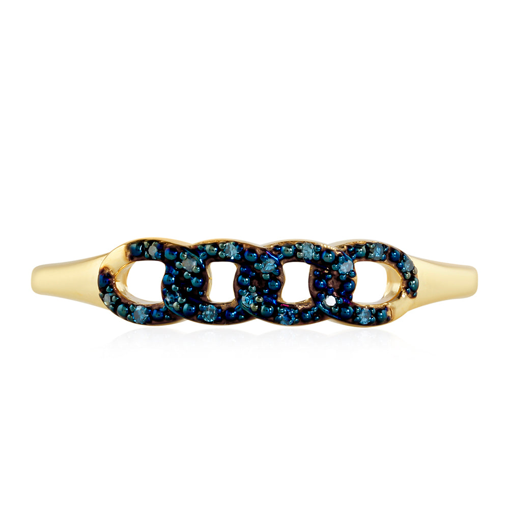 Kullattu hopeaSormus Sinisellä Timantilla 1 