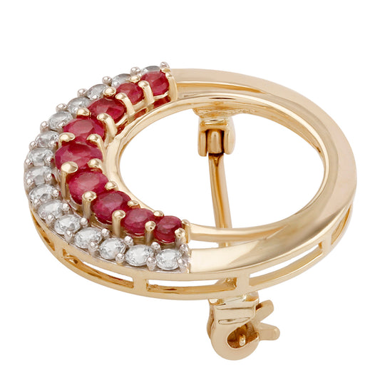 KultaRintaneula Malagassin Rubiinilla ja Valkoisella Zirkonilla