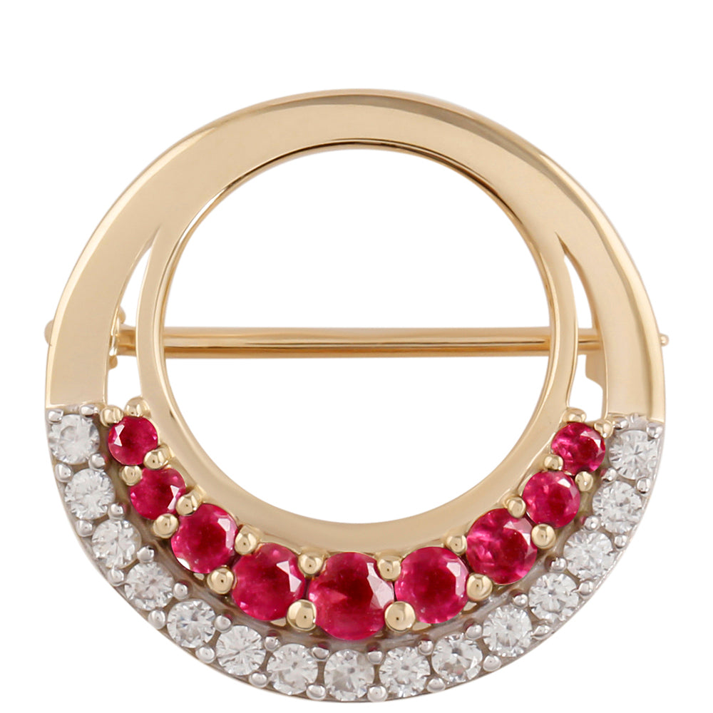 KultaRintaneula Malagassin Rubiinilla ja Valkoisella Zirkonilla 1 