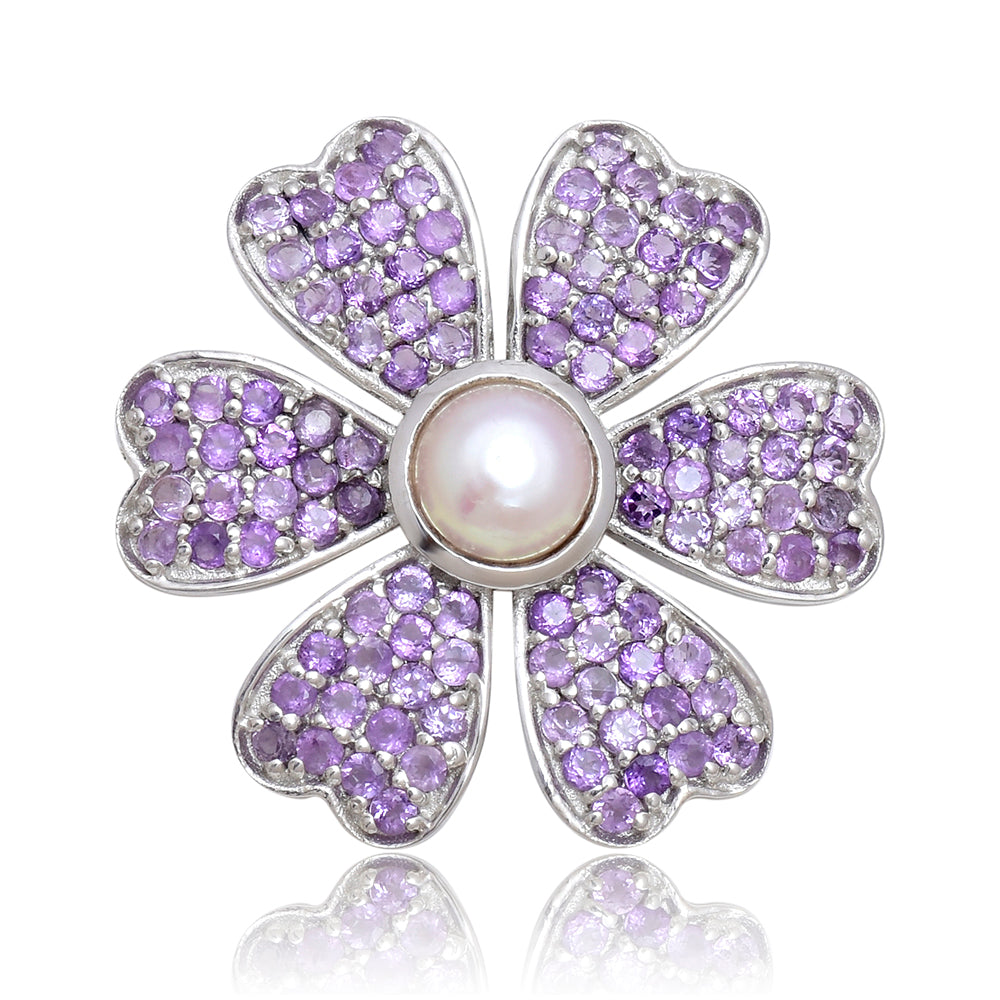 HopeaRintaneula Marokon Ametistilla ja Makeanveden Valkoisella Helmellä 1 