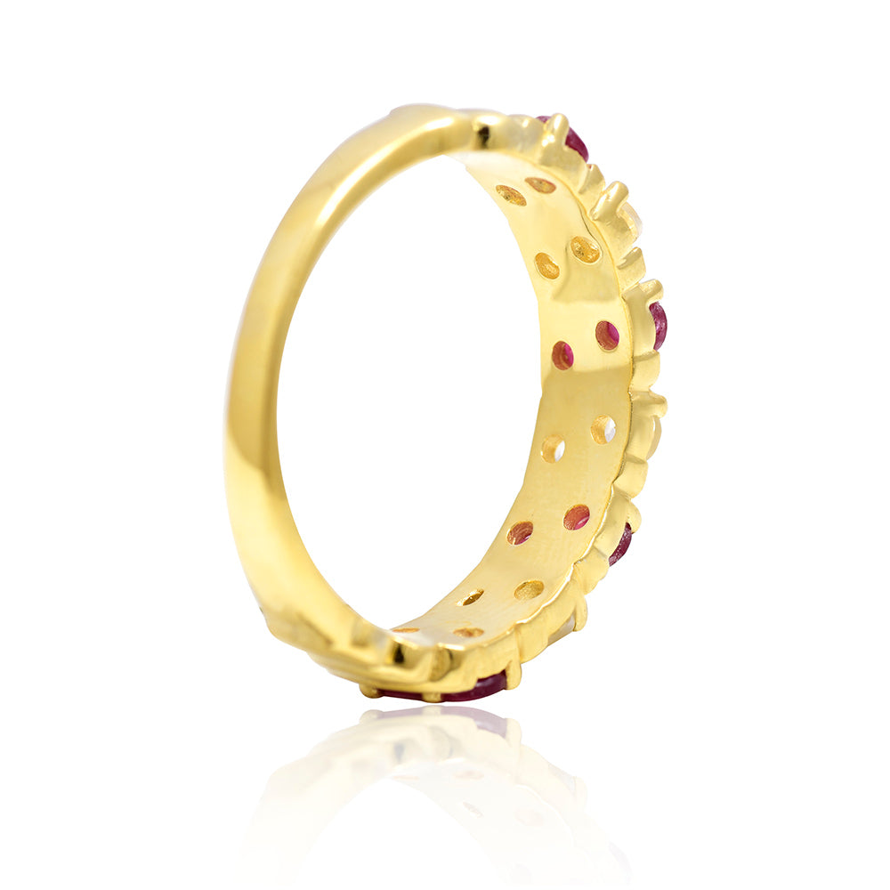 Kullattu hopeaSormus Malagassin Rubiinilla ja Valkoisella Topaasilla 3 