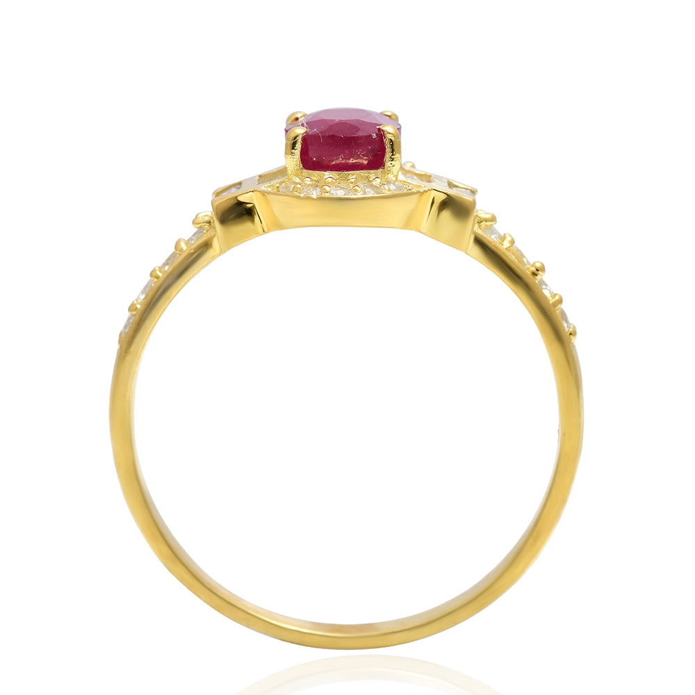 Kullattu hopeaSormus Malagassin Rubiinilla ja Valkoisella Topaasilla 2 