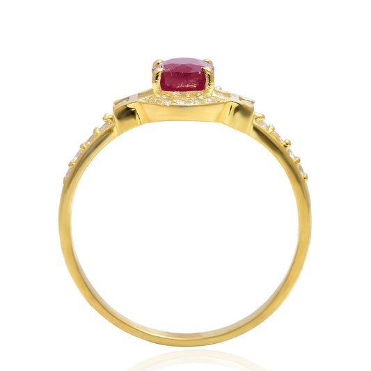 Kullattu hopeaSormus Malagassin Rubiinilla ja Valkoisella Topaasilla