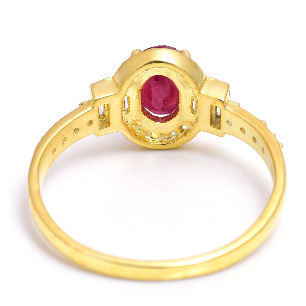 Kullattu hopeaSormus Malagassin Rubiinilla ja Valkoisella Topaasilla