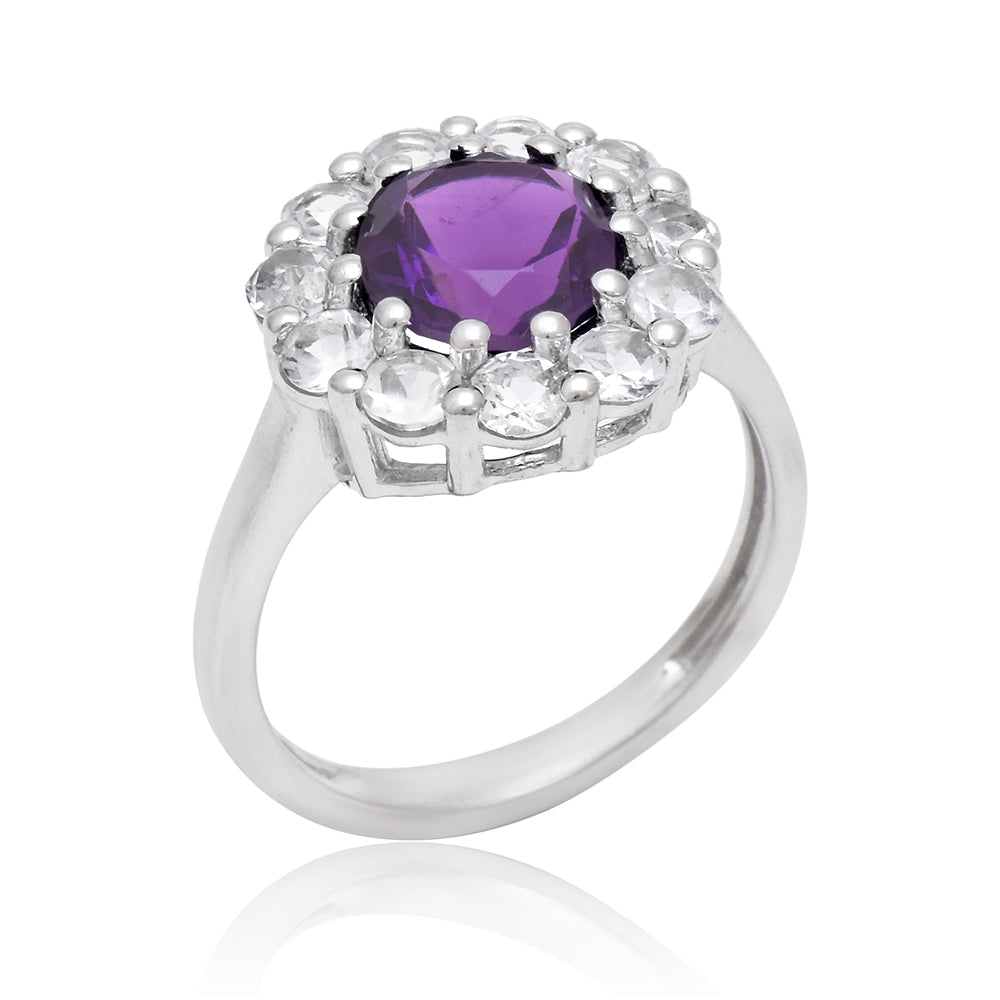 HopeaSormus Marokon Ametistilla ja Valkoisella Topaasilla