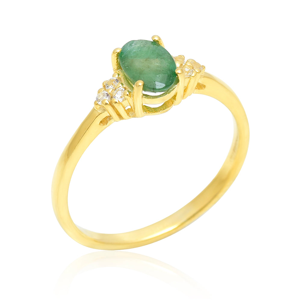 Kullattu hopeaSormus Brasilian Smaragdilla