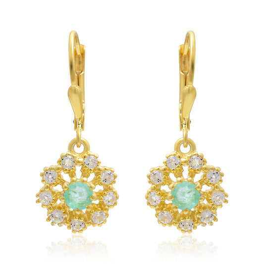 Kullatut hopeat Korvakorut Brasilian Smaragdilla ja Valkoisella Topaasilla