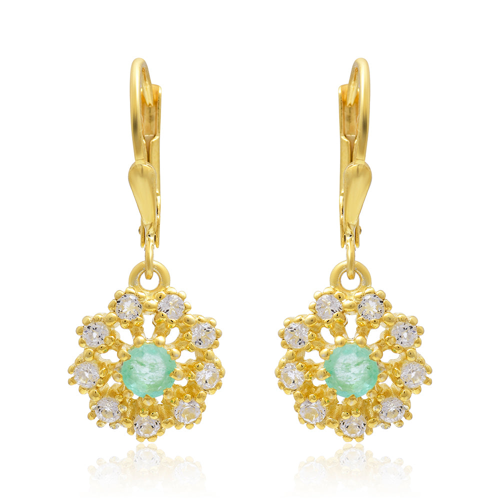 Kullatut hopeat Korvakorut Brasilian Smaragdilla ja Valkoisella Topaasilla