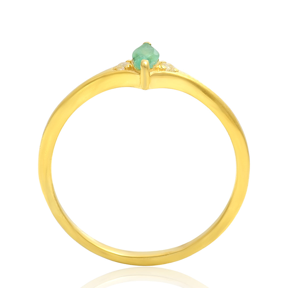 Kullattu hopeaSormus Brasilian Smaragdilla ja Valkoisella Topaasilla