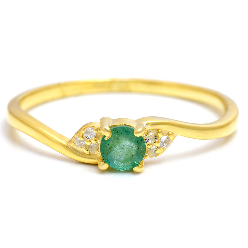 Kullattu hopeaSormus Brasilian Smaragdilla ja Valkoisella Topaasilla 1 