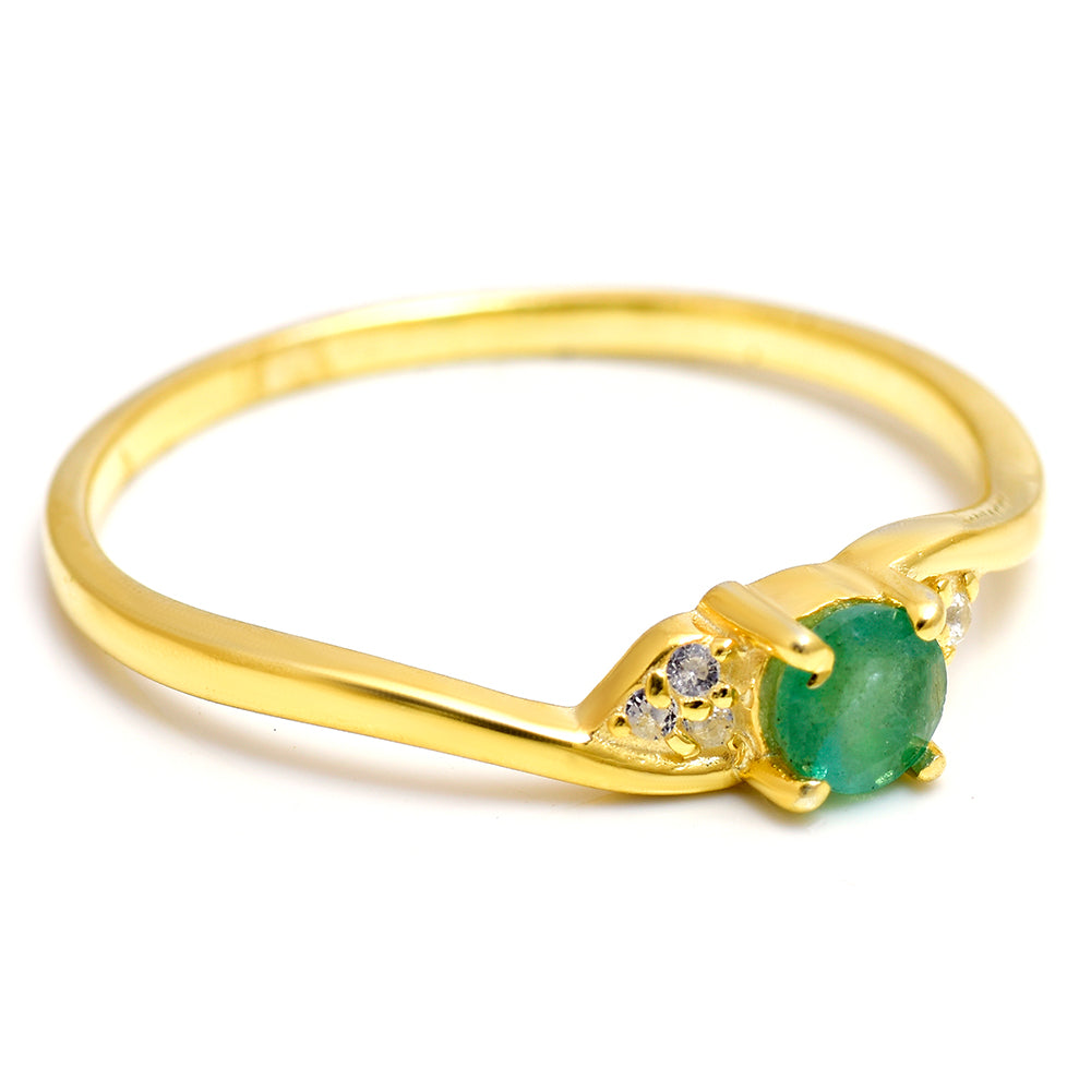 Kullattu hopeaSormus Brasilian Smaragdilla ja Valkoisella Topaasilla