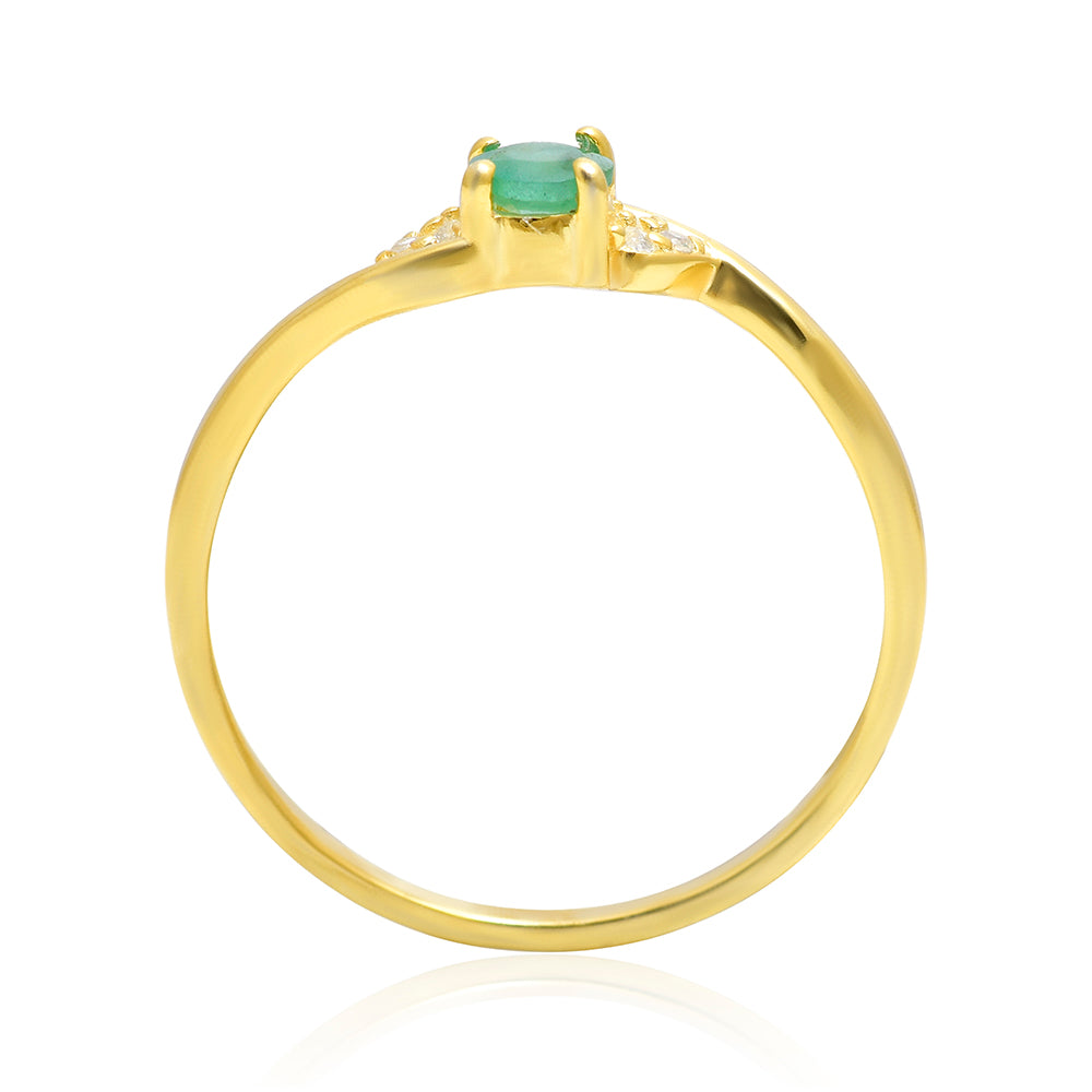 Kullattu hopeaSormus Brasilian Smaragdilla ja Valkoisella Topaasilla