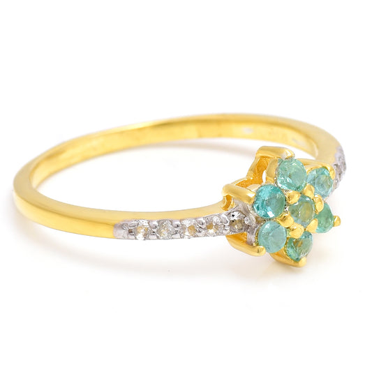 Kullattu hopeaSormus Brasilian Smaragdilla ja Valkoisella Topaasilla