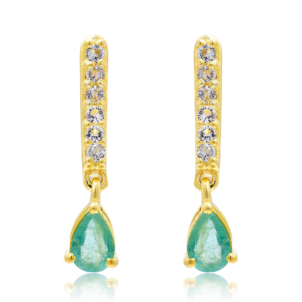 Kullatut hopeat Korvakorut Brasilian Smaragdilla ja Valkoisella Topaasilla