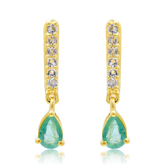 Kullatut hopeat Korvakorut Brasilian Smaragdilla ja Valkoisella Topaasilla