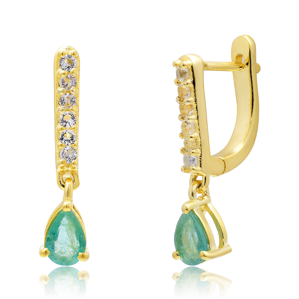 Kullatut hopeat Korvakorut Brasilian Smaragdilla ja Valkoisella Topaasilla 9 