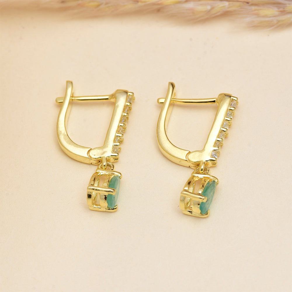 Kullatut hopeat Korvakorut Brasilian Smaragdilla ja Valkoisella Topaasilla 10 