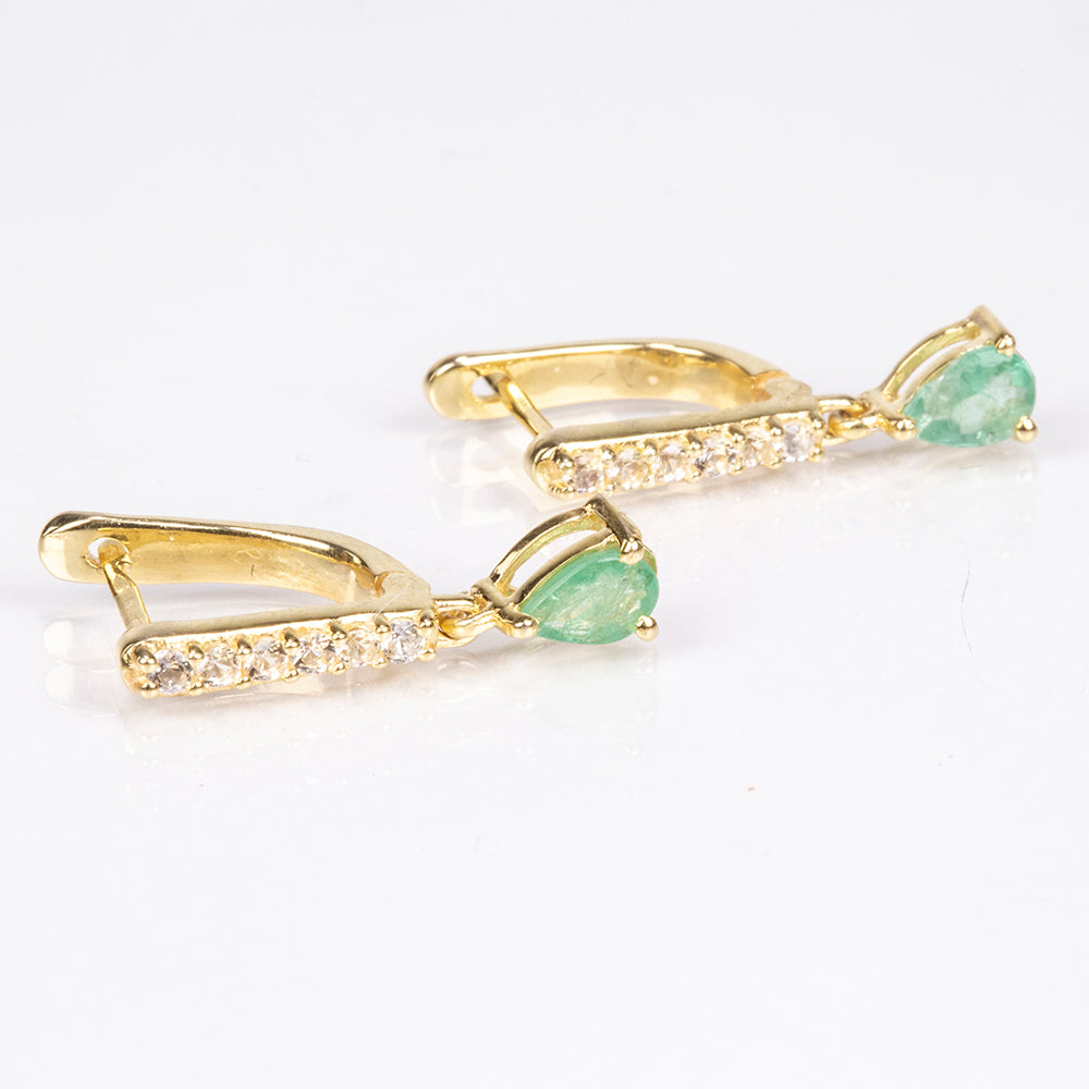 Kullatut hopeat Korvakorut Brasilian Smaragdilla ja Valkoisella Topaasilla 12 