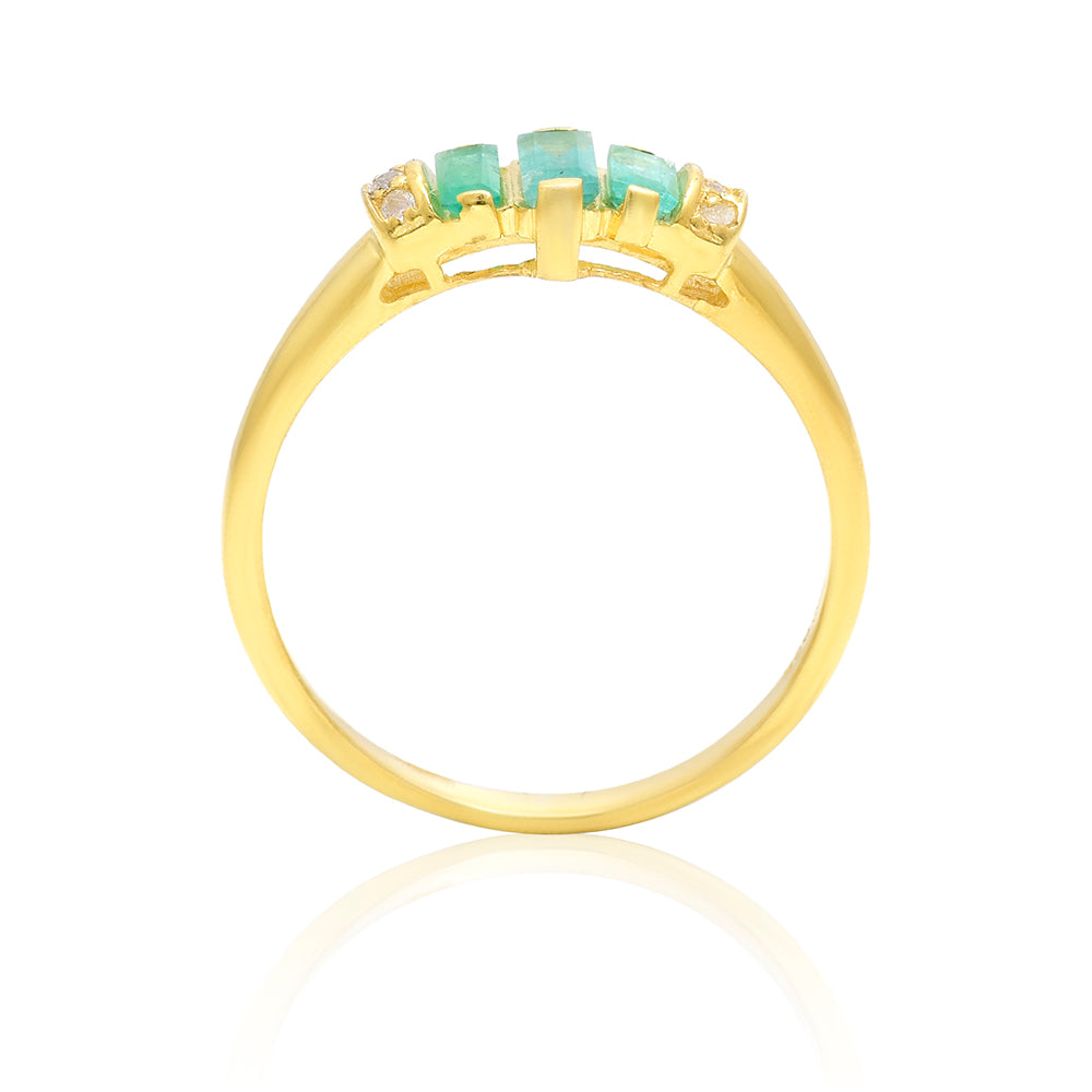 Kullattu hopeaSormus Brasilian Smaragdilla ja Valkoisella Topaasilla 7 