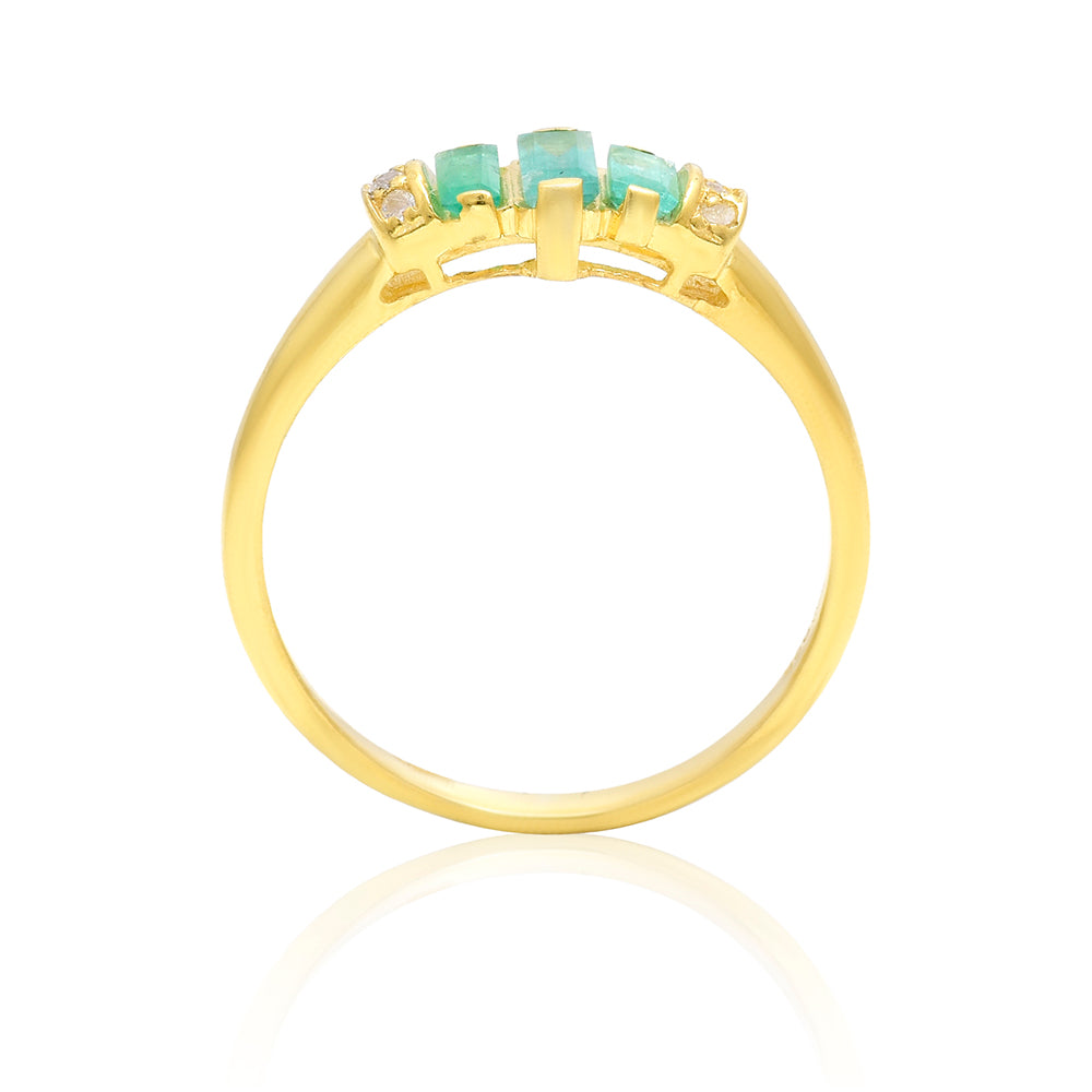 Kullattu hopeaSormus Brasilian Smaragdilla ja Valkoisella Topaasilla 4 